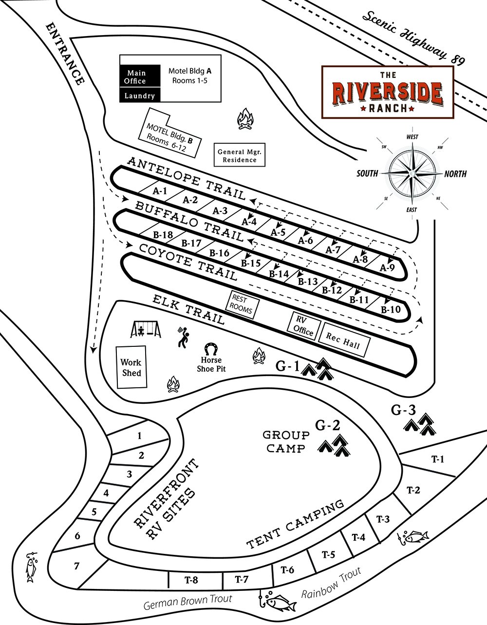 River Ranch Rv Resort Map The Riverside Ranch RV Park, Camping and Motel between Zion National