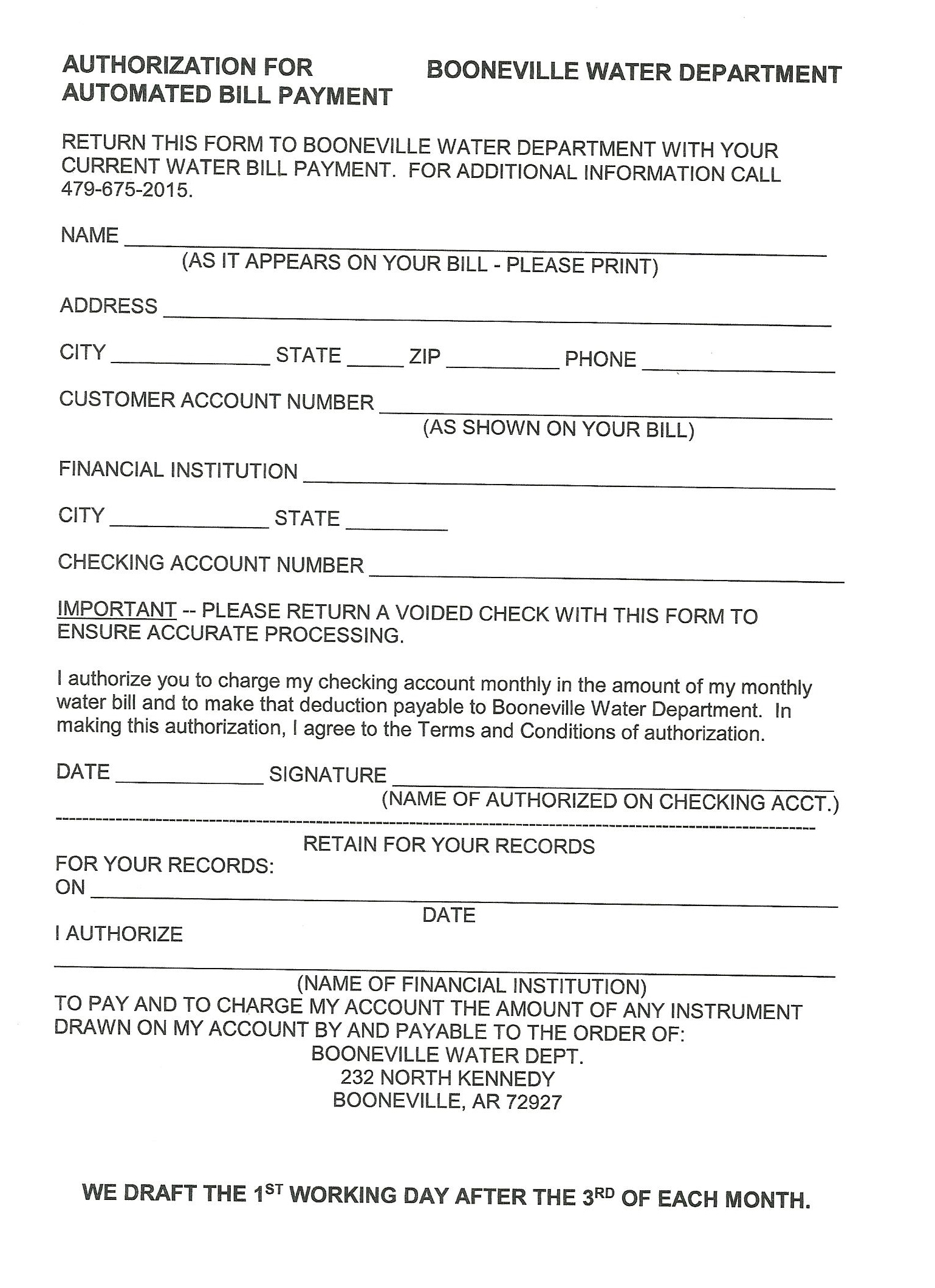 All Forms & Reports Booneville Water Department