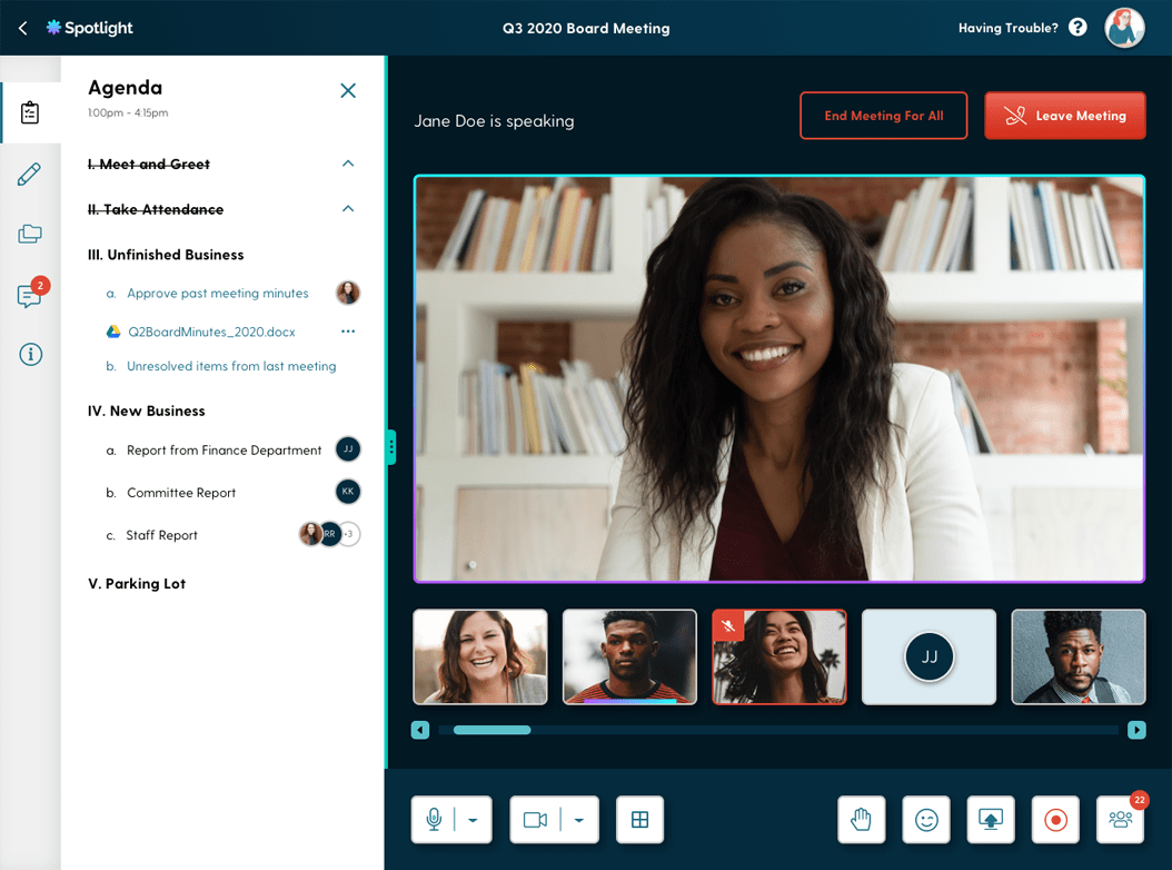 Boardable Spotlight Virtual Meeting Software for Boards & Teams