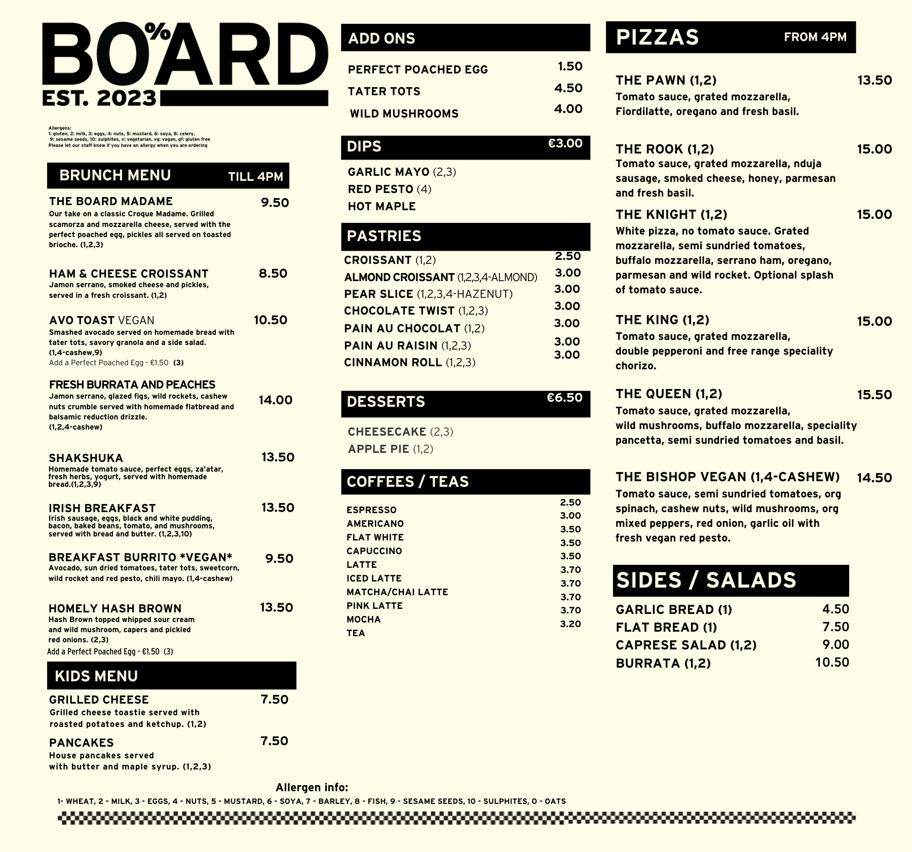 Menu Board Dublin