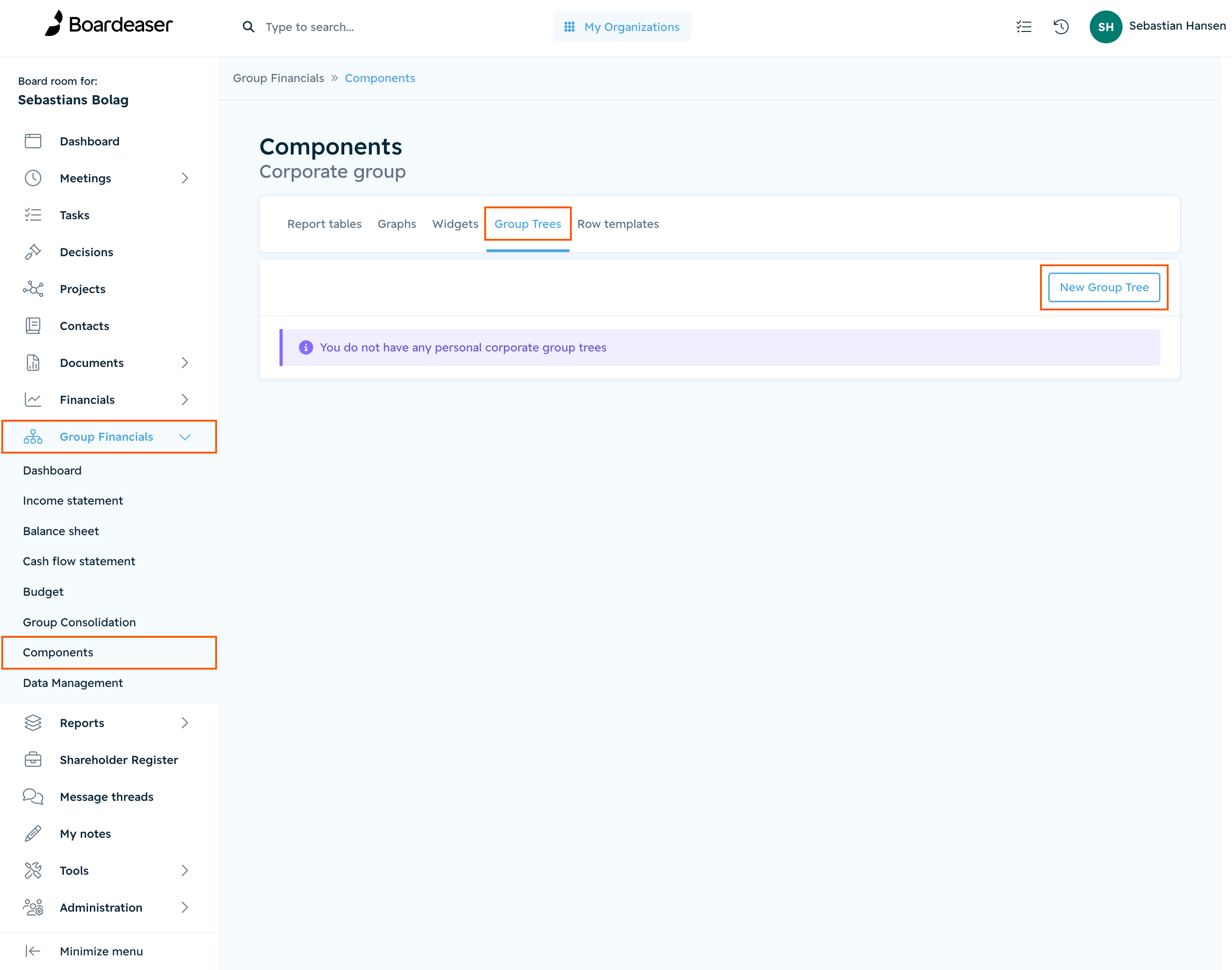 How to create a group tree graph? Boardeaser