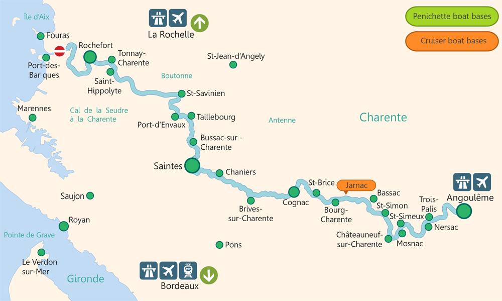 Charente River France Map Boat hire on the River Charente, France Boating Holidays