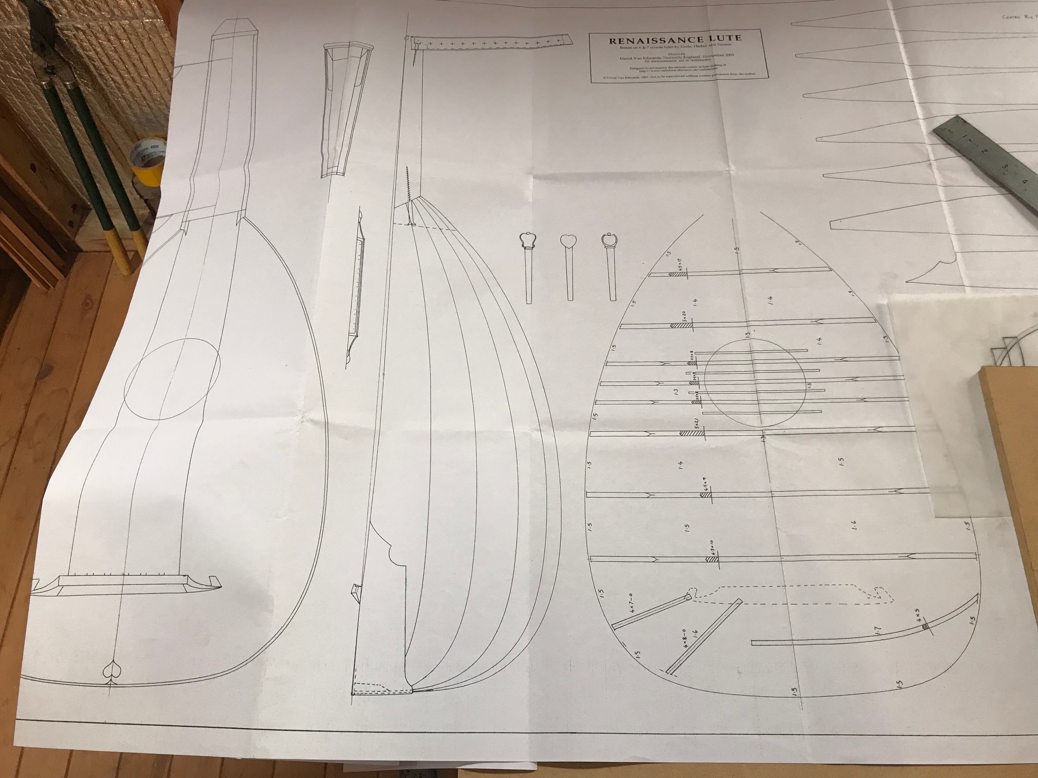 Six Course Renaissance Lute construction 2 Boatshed