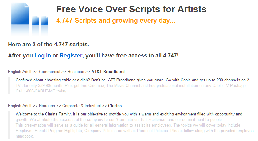 Update Free Voiceover Practice Scripts for Voice Talent