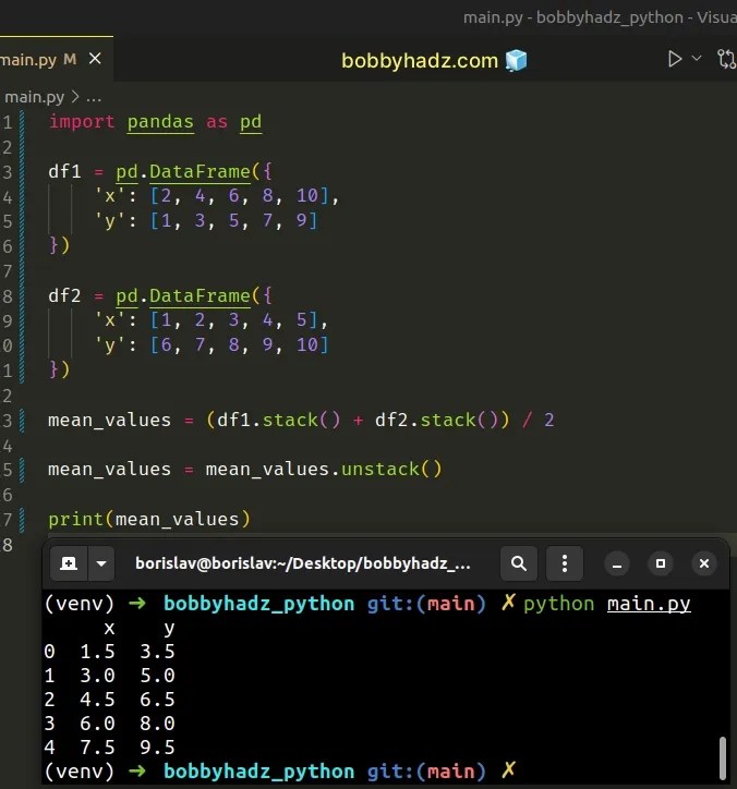 Pandas Calculate mean (average) across multiple DataFrames bobbyhadz
