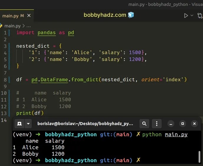 Converting a Nested Dictionary to a Pandas DataFrame bobbyhadz