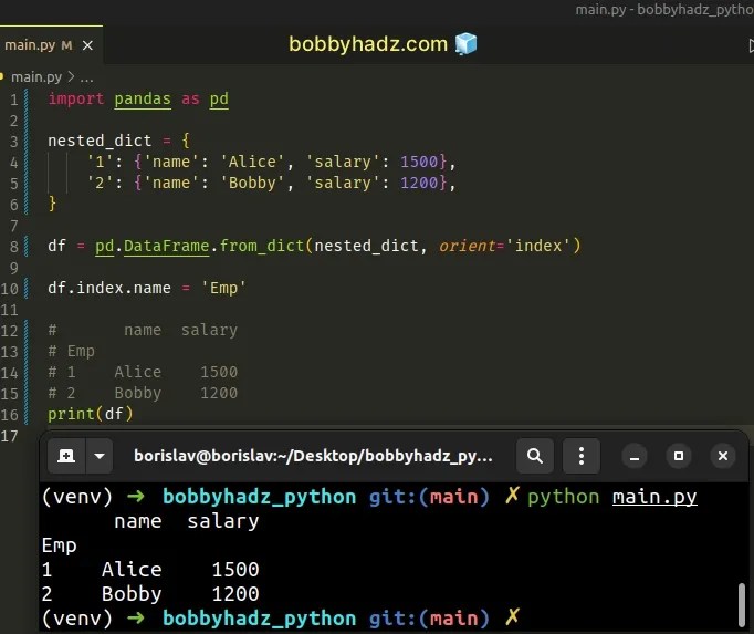 Converting a Nested Dictionary to a Pandas DataFrame bobbyhadz