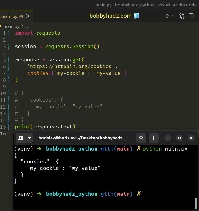 Python How to get and set Cookies when using Requests bobbyhadz