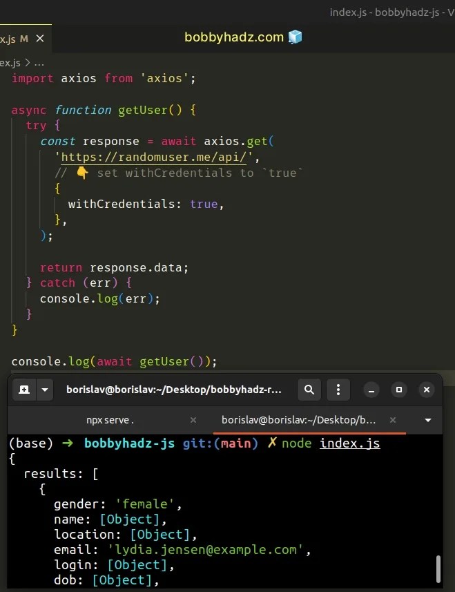 Set Cookies when making an Axios request in JS and Node bobbyhadz