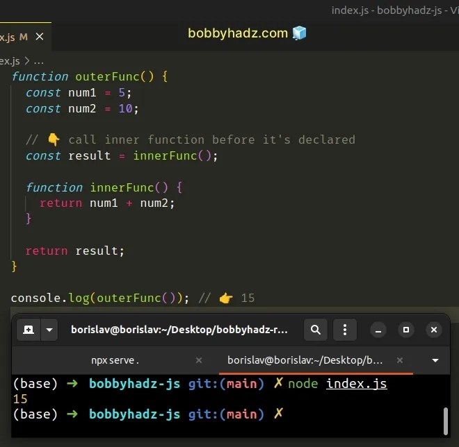 How to call a Function inside another Function in JS bobbyhadz