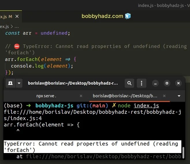 Cannot read properties of undefined (reading 'forEach') bobbyhadz