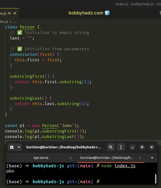 Cannot read properties of undefined (reading 'substring') bobbyhadz