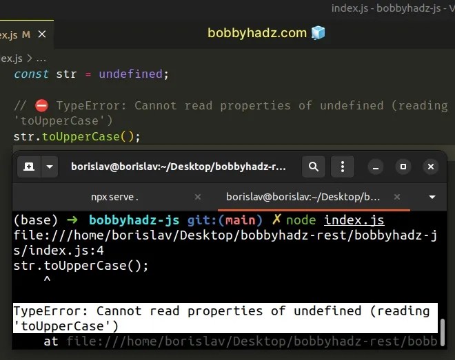 Cannot read properties of undefined (reading 'toUpperCase') bobbyhadz