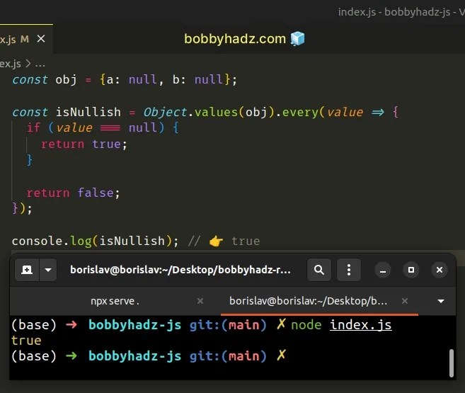 Check if all Object Properties are Null in JavaScript bobbyhadz