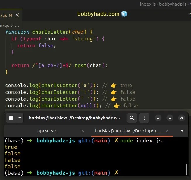 Check if a Character is a Letter in JavaScript bobbyhadz