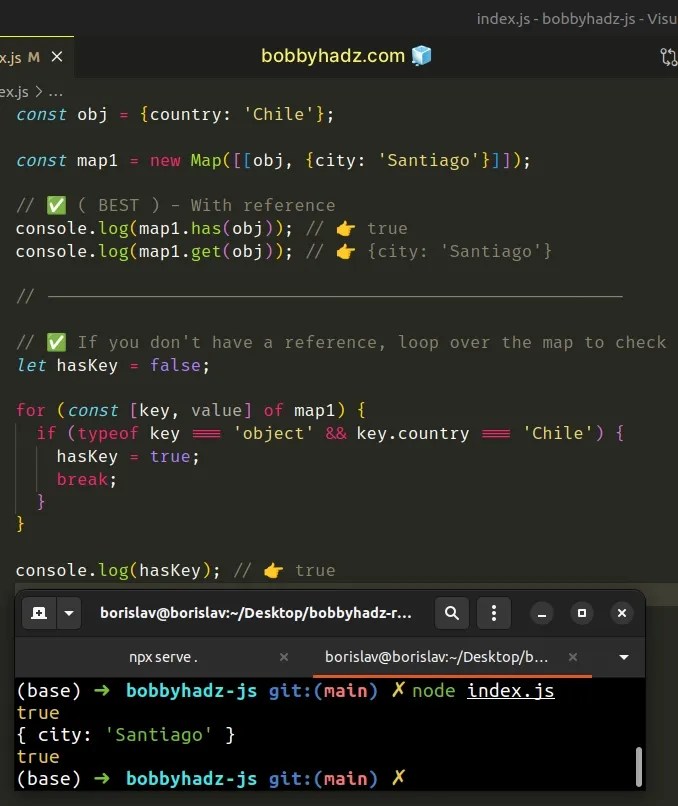Check if a Key or Value exists in a Map in JavaScript bobbyhadz