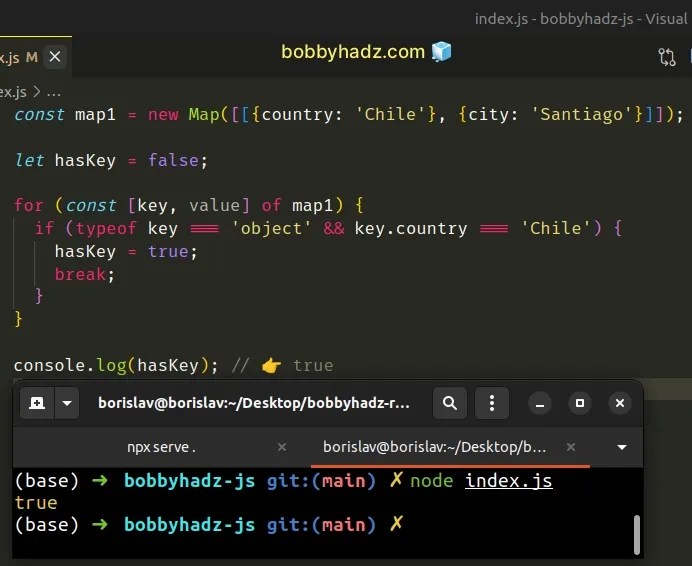 Check if a Key or Value exists in a Map in JavaScript bobbyhadz