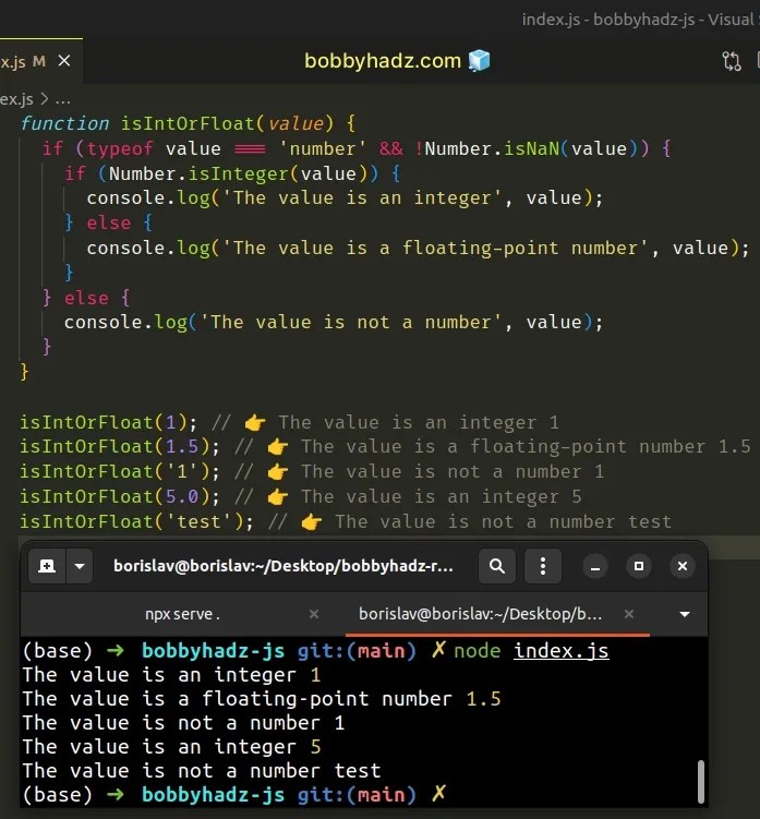 Check if a value is a Float or an Integer in JavaScript bobbyhadz