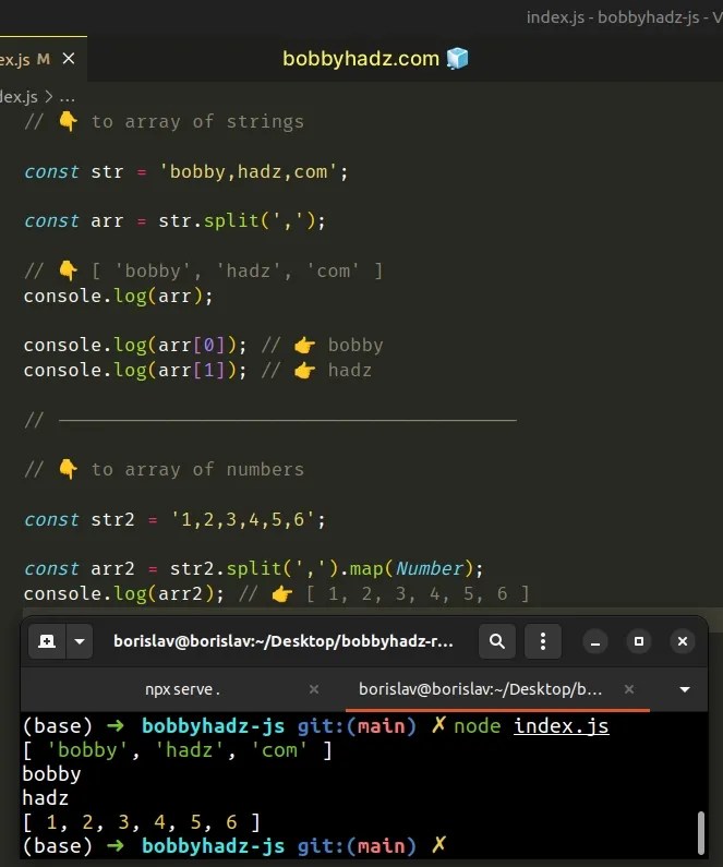 Convert a commaseparated String to an Array in JavaScript bobbyhadz
