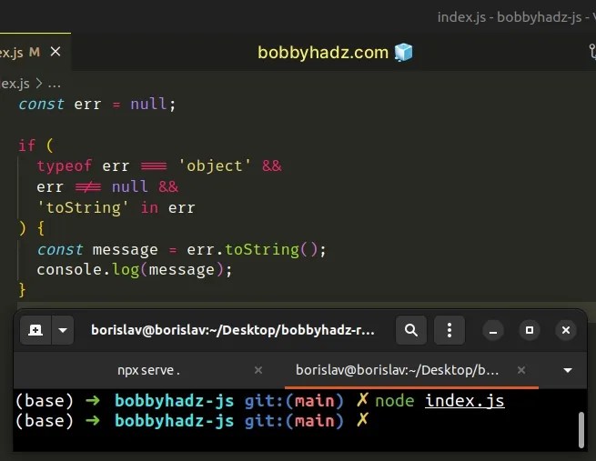 Convert an Error Object to a String in JavaScript bobbyhadz