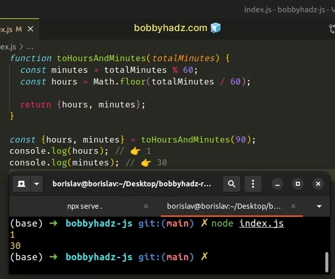 Convert Minutes to Hours and Minutes in JavaScript bobbyhadz