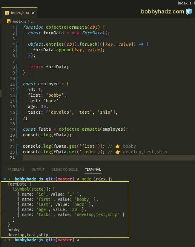How to convert an Object to FormData in JavaScript bobbyhadz