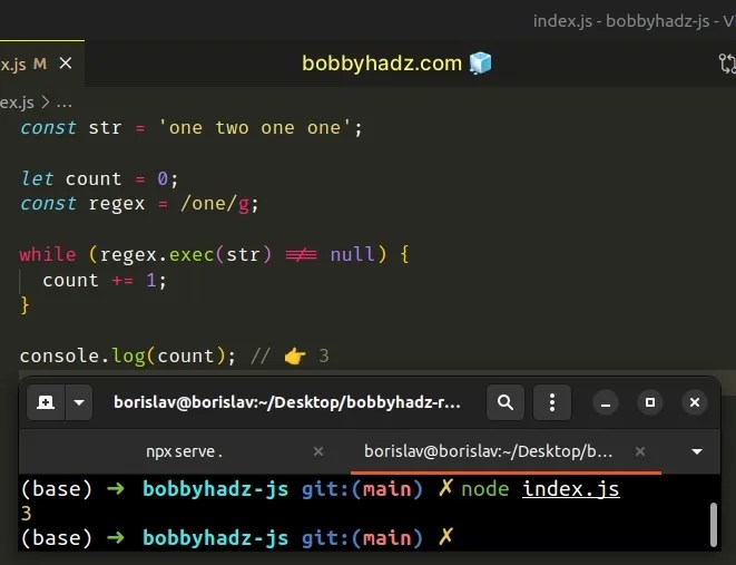 Count the Number of Regex Matches using JavaScript bobbyhadz