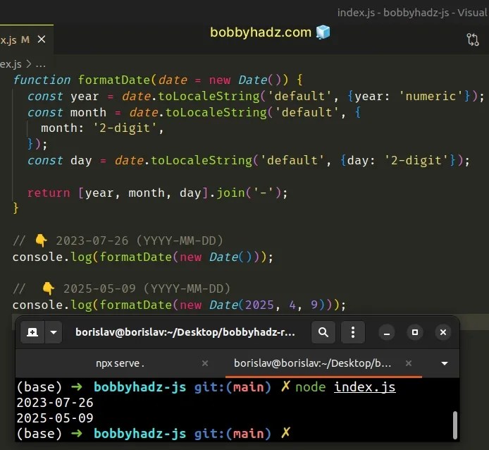 Format a Date as YYYYMMDD using JavaScript bobbyhadz
