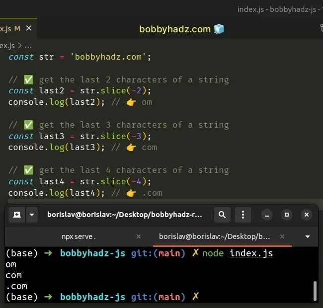 Get last char or last N characters of String in JavaScript bobbyhadz