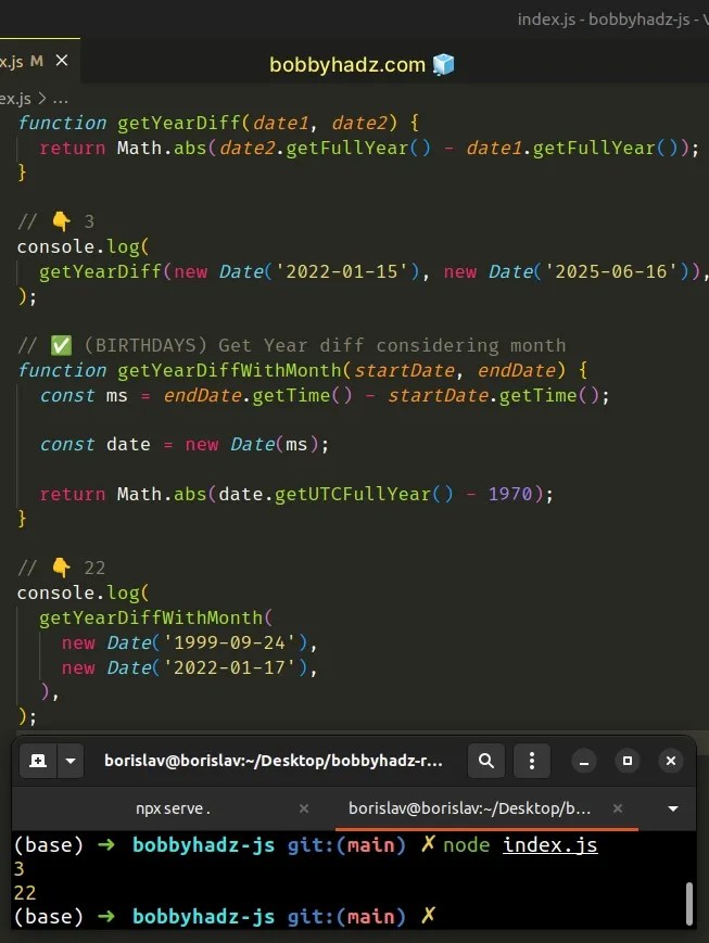Calculate the Difference between two Dates in JavaScript bobbyhadz