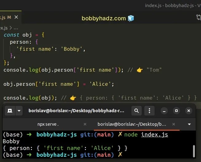 Get an Object's Value using a Variable Key in JavaScript bobbyhadz