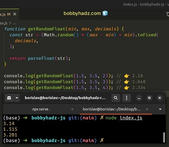 How to get a Random Float in a Range using JavaScript bobbyhadz
