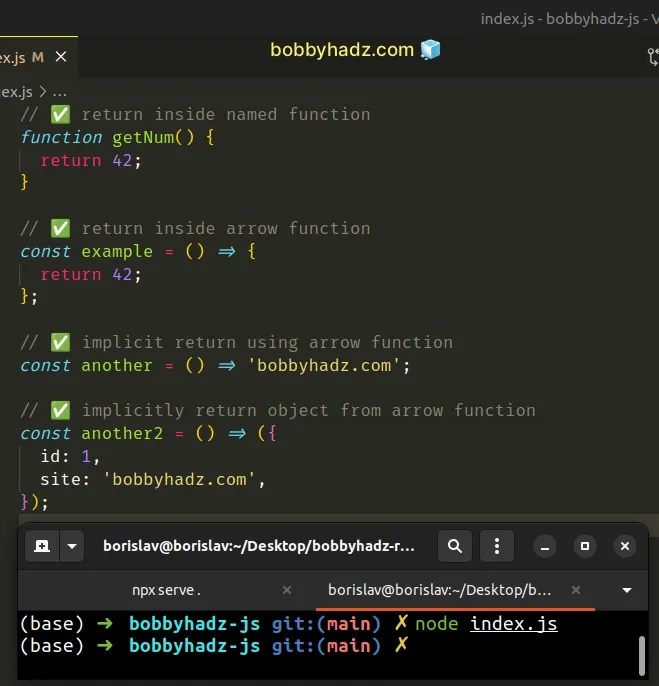 SyntaxError Illegal return statement in JavaScript [Fixed] bobbyhadz