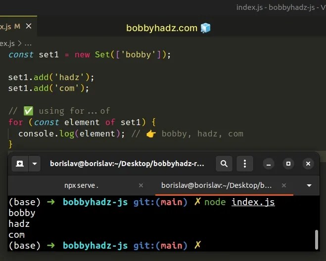 Iterate over the Elements of a Set using JavaScript bobbyhadz