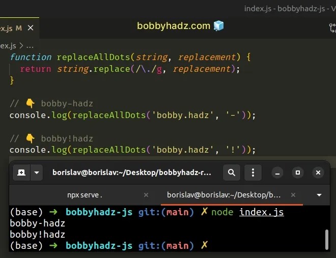 How to Replace all Dots in a String in JavaScript bobbyhadz