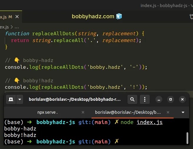 How to Replace all Dots in a String in JavaScript bobbyhadz