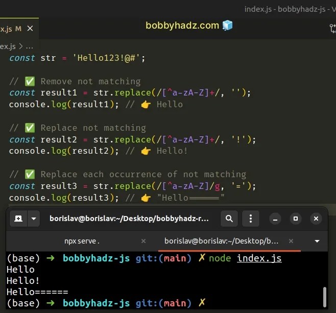 Replace/Remove characters that Don't match Regex in JS bobbyhadz