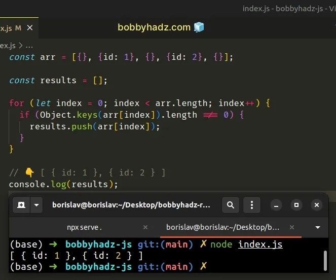 Remove the Empty Objects from an Array in JavaScript bobbyhadz