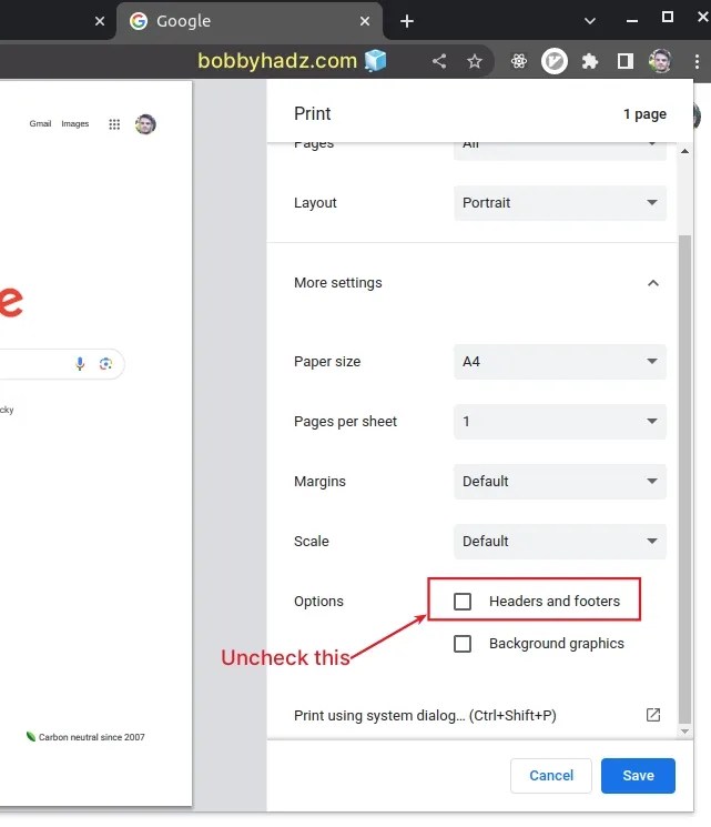 Remove the Header, Footer & URL when Printing in JavaScript bobbyhadz