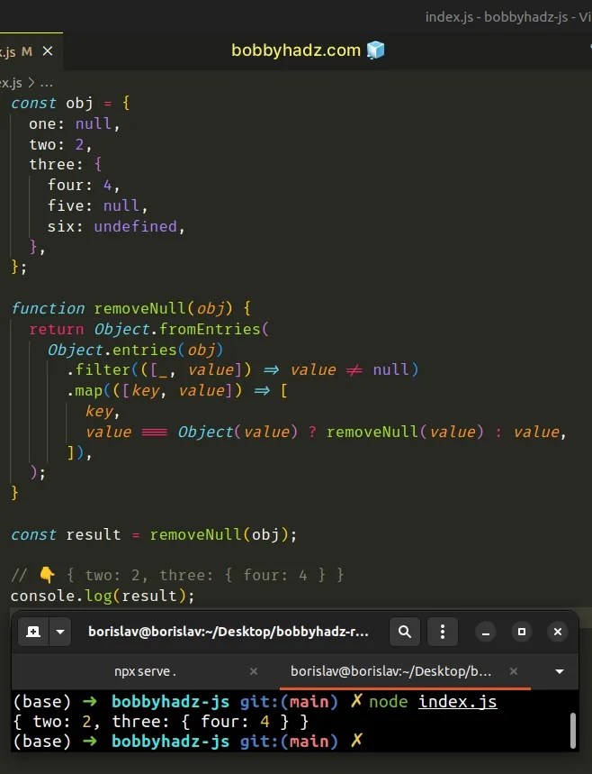 Remove Null or Undefined Values from Object in Javascript bobbyhadz