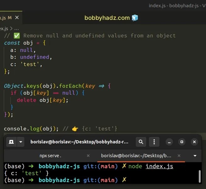 Remove Null or Undefined Values from Object in Javascript bobbyhadz