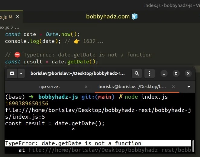 TypeError date.getDate is not a function in JavaScript bobbyhadz