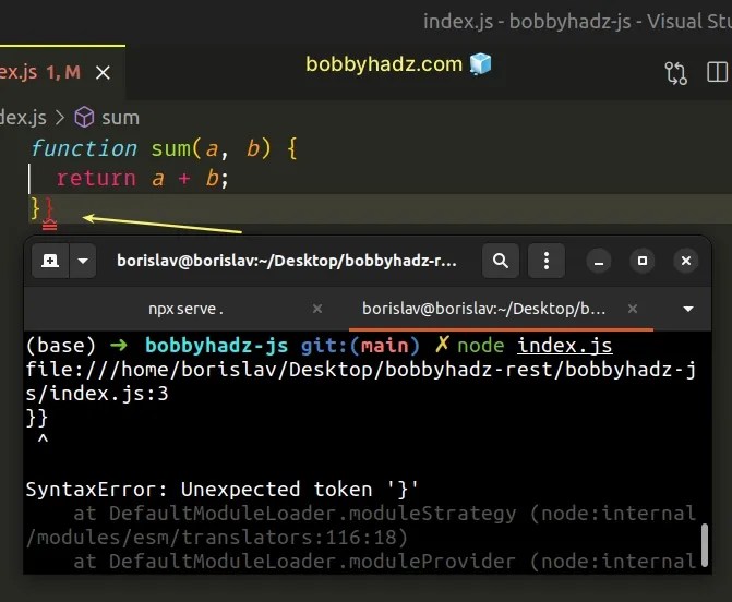 SyntaxError Unexpected token in JavaScript [Solved] bobbyhadz
