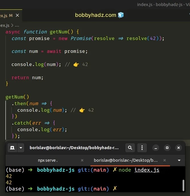 Wait for a Promise to Resolve before Returning in JS bobbyhadz