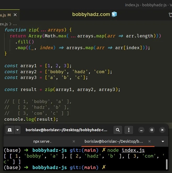How to Zip two or more Arrays in JavaScript Complete Guide bobbyhadz