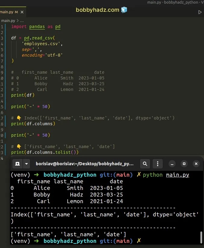Get the column names of a NumPy ndarray in Python bobbyhadz