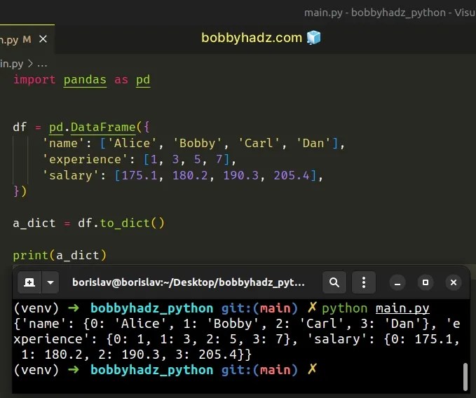 Pandas Convert a DataFrame to a List of Dictionaries bobbyhadz