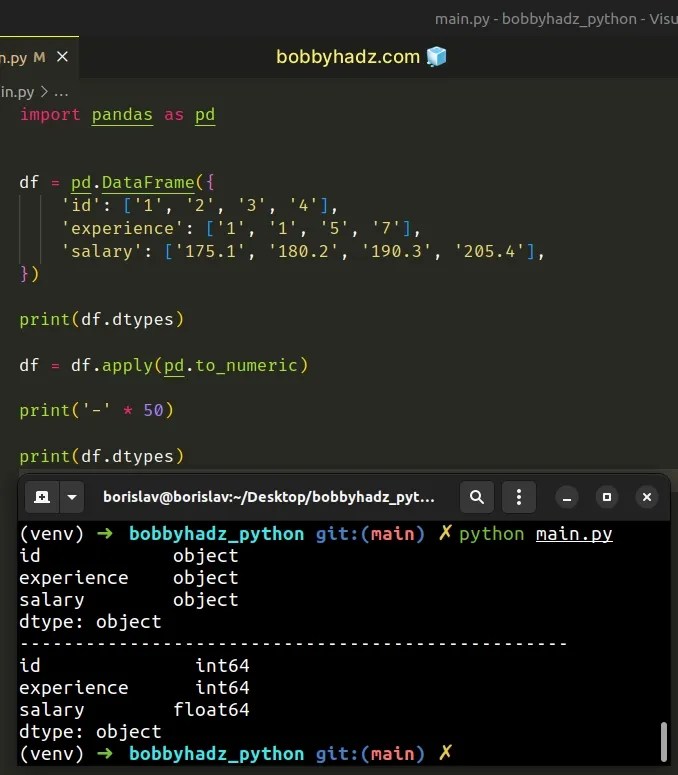 Pandas Convert entire DataFrame to numeric (int or float) bobbyhadz