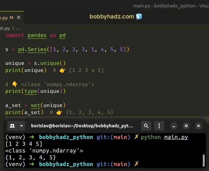 How to Create a Set from a Series in Pandas [5 Ways] bobbyhadz