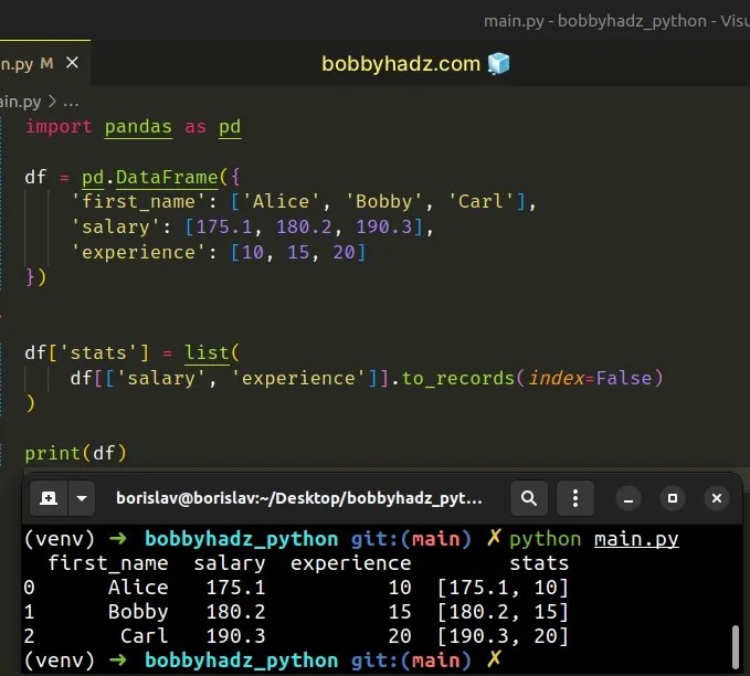 Pandas Create a Tuple from two DataFrame Columns bobbyhadz
